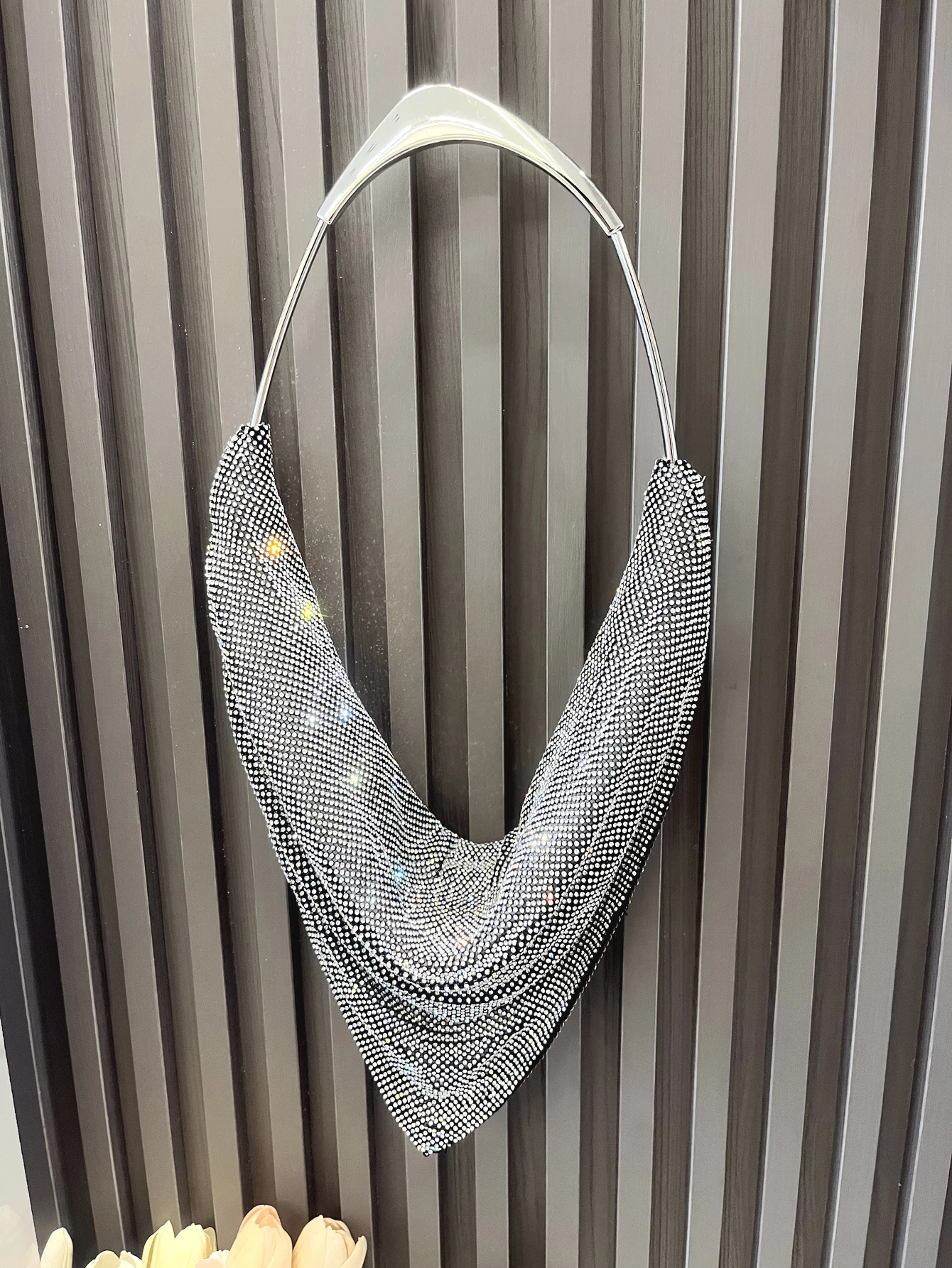 Damen-Abend-Clutch mit glänzenden Strasssteinen für Partys, luxuriöse handgefertigte Designer-Geldbörsen und Handtasche – Detail 14