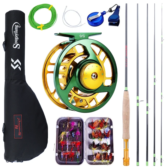 Sougayilang Fly Fishing Rod and Reel Full Kit 5sections Carbon Fly