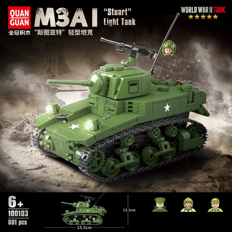 New WW2 Military Model World War II M3A1 Stuart Light Tank Weapon