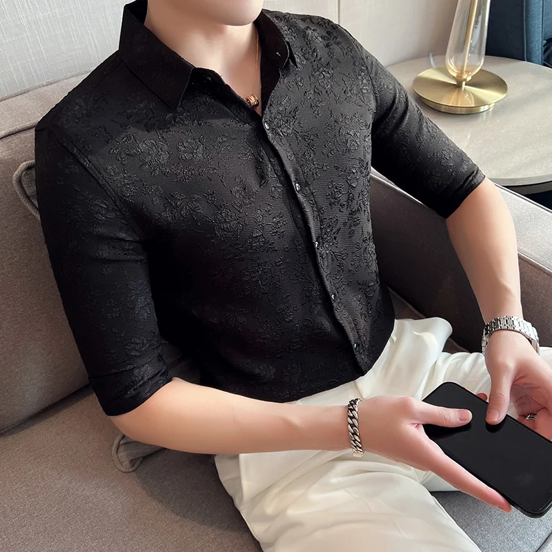 2023 Brand Clothing Men's Summer High Quality Short Sleeve Shirts/Male British Business Shirt Camisa Plus size S-4XL