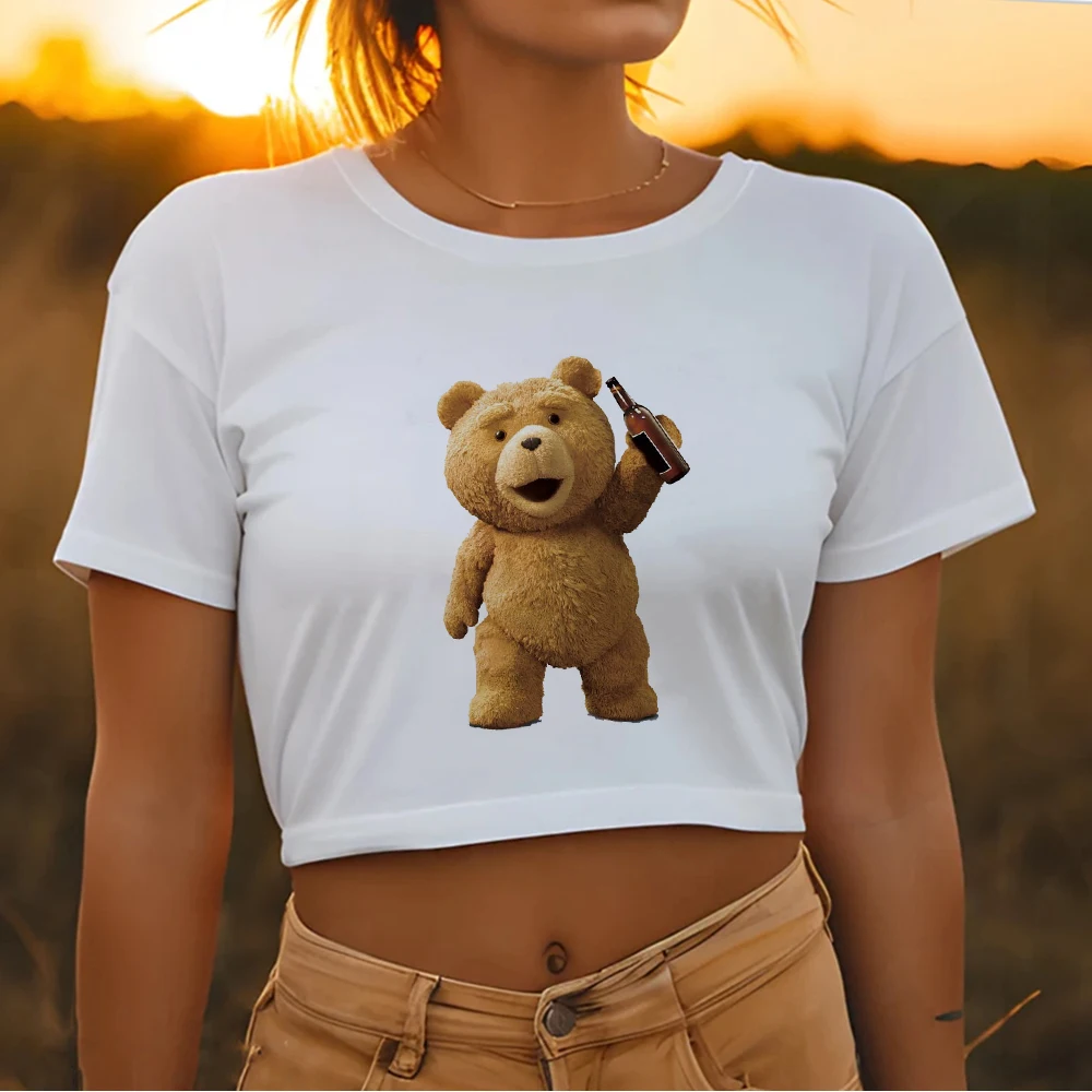 

Женский укороченный топ-тройник Ted Drink yk2 90-х, в стиле Харадзюку, кавайная футболка, 2000