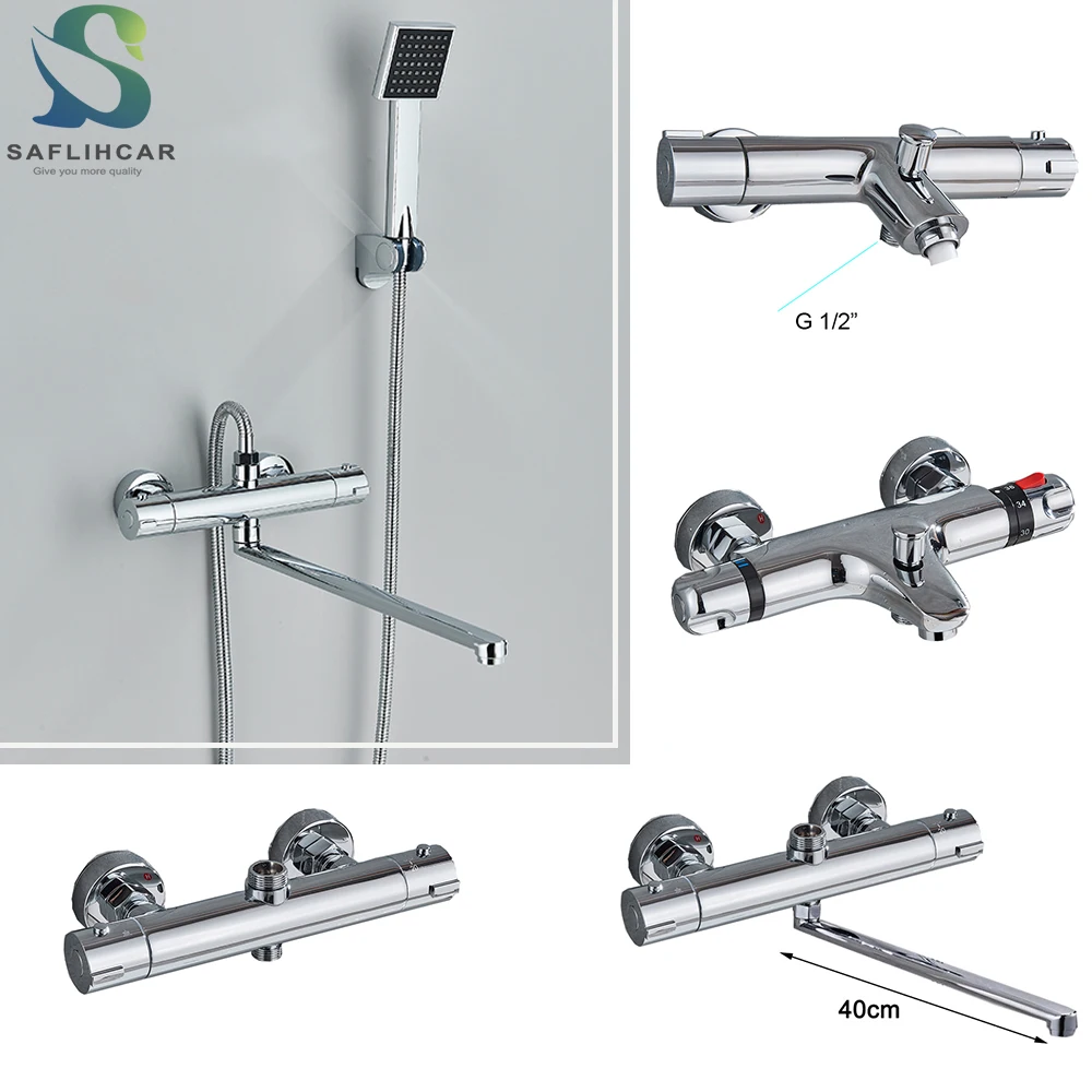 Chrome Bathroom Faucet Thermostatic Valve Hot Cold Water Mixer Bathtub Faucet Replace Shower Valve thermostatic valve core