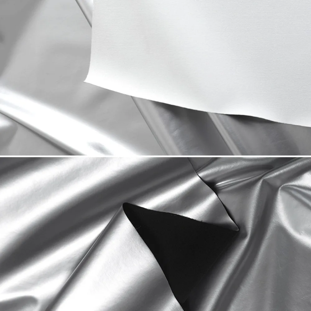 1/3/5 Yards Stretch Match Silver Leather Fabrics by the Yards Sports Suit Tips Pu Designer Cloth Wear-Resistant Performance Wear
