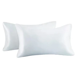Set of 2 Silky Satin Pillowcases - Queen Size, Hair and Skin Care Pillow Covers for Home, Hotel, and Travel (White 10 sets)