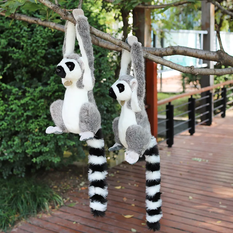 Simulation Wild Lemur Plush Toys Kawaii Stuffed Animals Soft Realistic Monkey Plushies Doll Baby Accompany Pillow for Kids Gifts