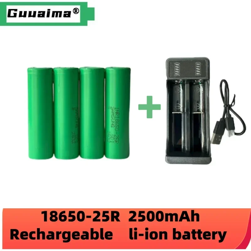 Rechargeable Lithium Battery 3.7V 18650 2500mah 25R 20A Battery Scrap for Screwdriver Flashlight