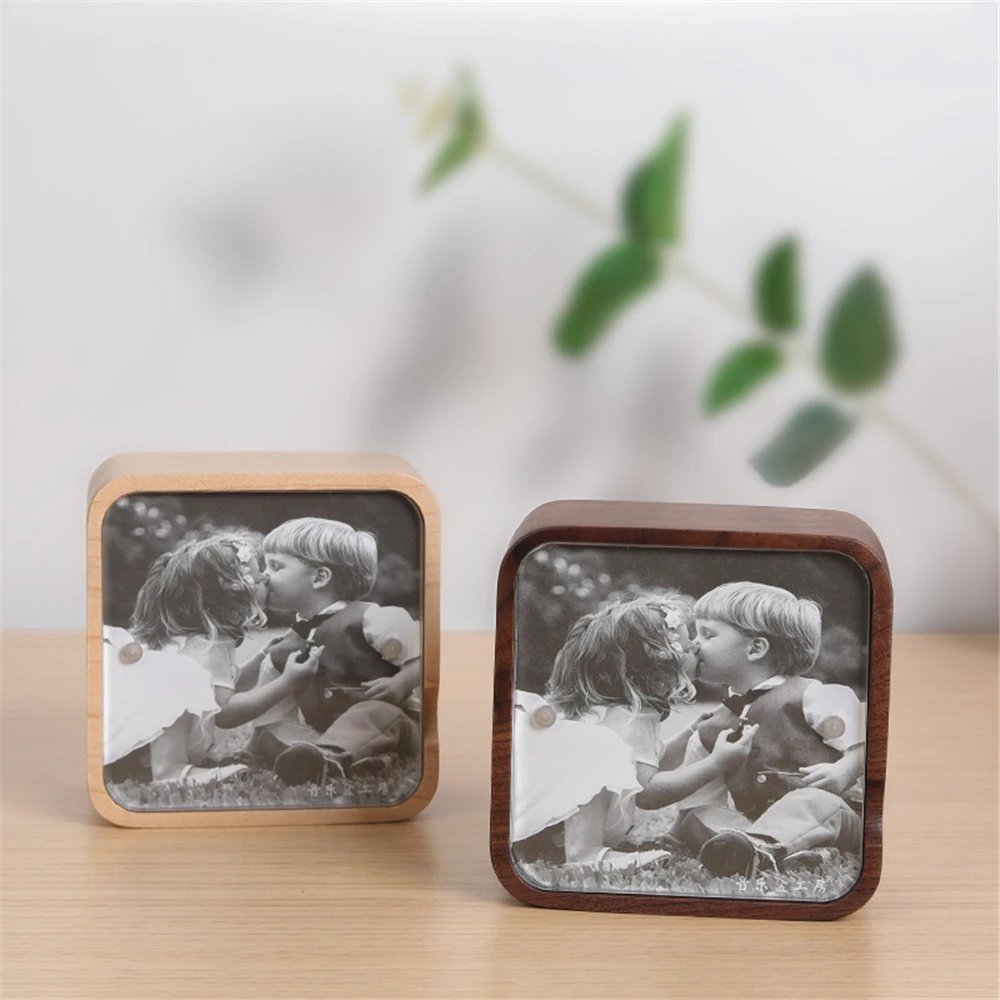 Wind-up Photo Frame Music Box Gravity-sensing Wooden Music Box Happy Birthday Little Star Christmas Present for Girlfriend