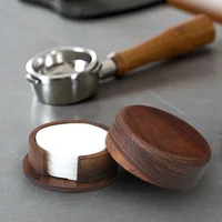 51/53/58MM Coffee Filter Paper Storage Box Solid Wood Round Mocha Pot  Filter Paper Dust-proof Storage Box Filter Paper Holder 2