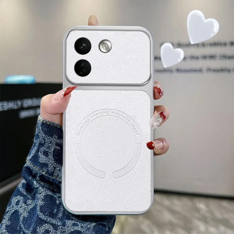 Magnetic PU Leather Shockproof Wireless Charging Case
