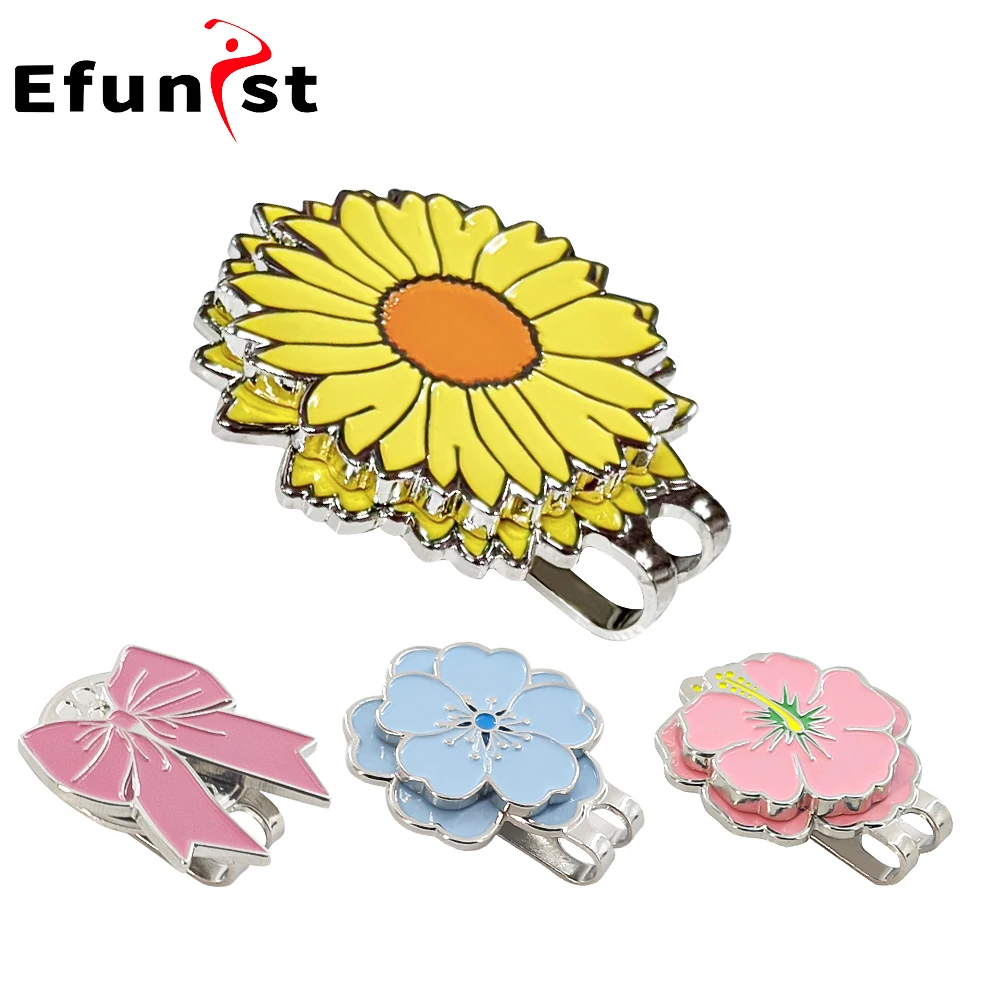 Description Picture 3 of itemGolf Ball Marker Golf Cap Clips With Magnet Mark Golf Ball Position Removable Metal Petal Pattern Drop Ship Golf Accessories