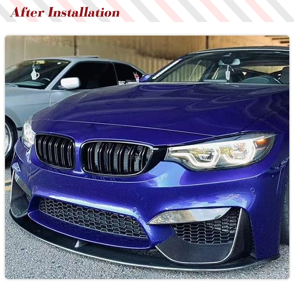 Carbon Fiber Front Bumper Fog Lights Corner Splitters Covers Trim for BMW F80 M3 F82 F83 M4 4 Door 2 Door 2014 -