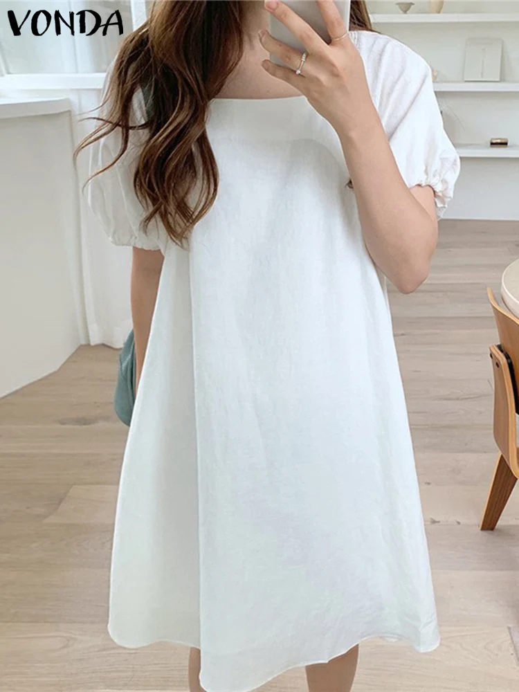 Vestido mini con escote en V y cuerpo plisado con falda circular Caléndula Tallas Grandes