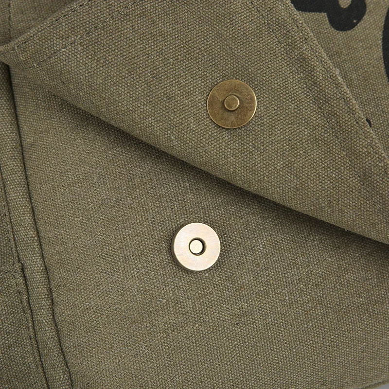 Cute Cat Pattern Canvas Bag Women's Multiple Pockets Shoulder Bag Army Green Crossbody Laptop Bag For Women Shopping