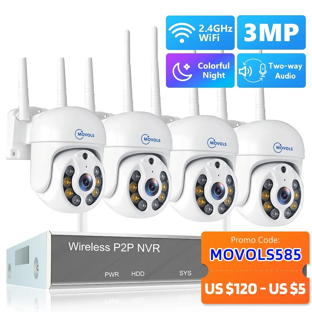 

New H.265 3MP HD Wireless CCTV System Two Way Audio Waterproof PTZ WIFI IP Security Camera 8CH P2P NVR Video Surveillance Kit