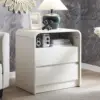 25" Tall Modern Nightstand with Charging Station, 23.6'' Wide Wood Bedside Table w/2 Storage Drawers,for Bedroom, Living Room 4