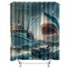 Modern Artistic Dramatic Shark Attack Waterproof Shower Curtain for Stylish Bathroom Decor, Easy Install 3
