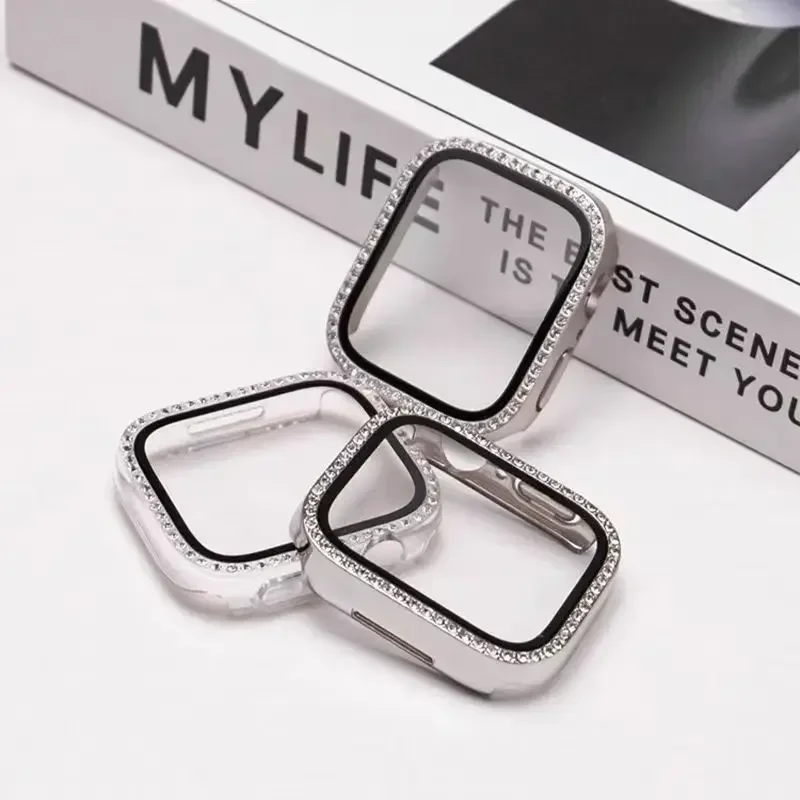 Deluxe Crystal-Trimmed Glass Watch Case with Screen Protector