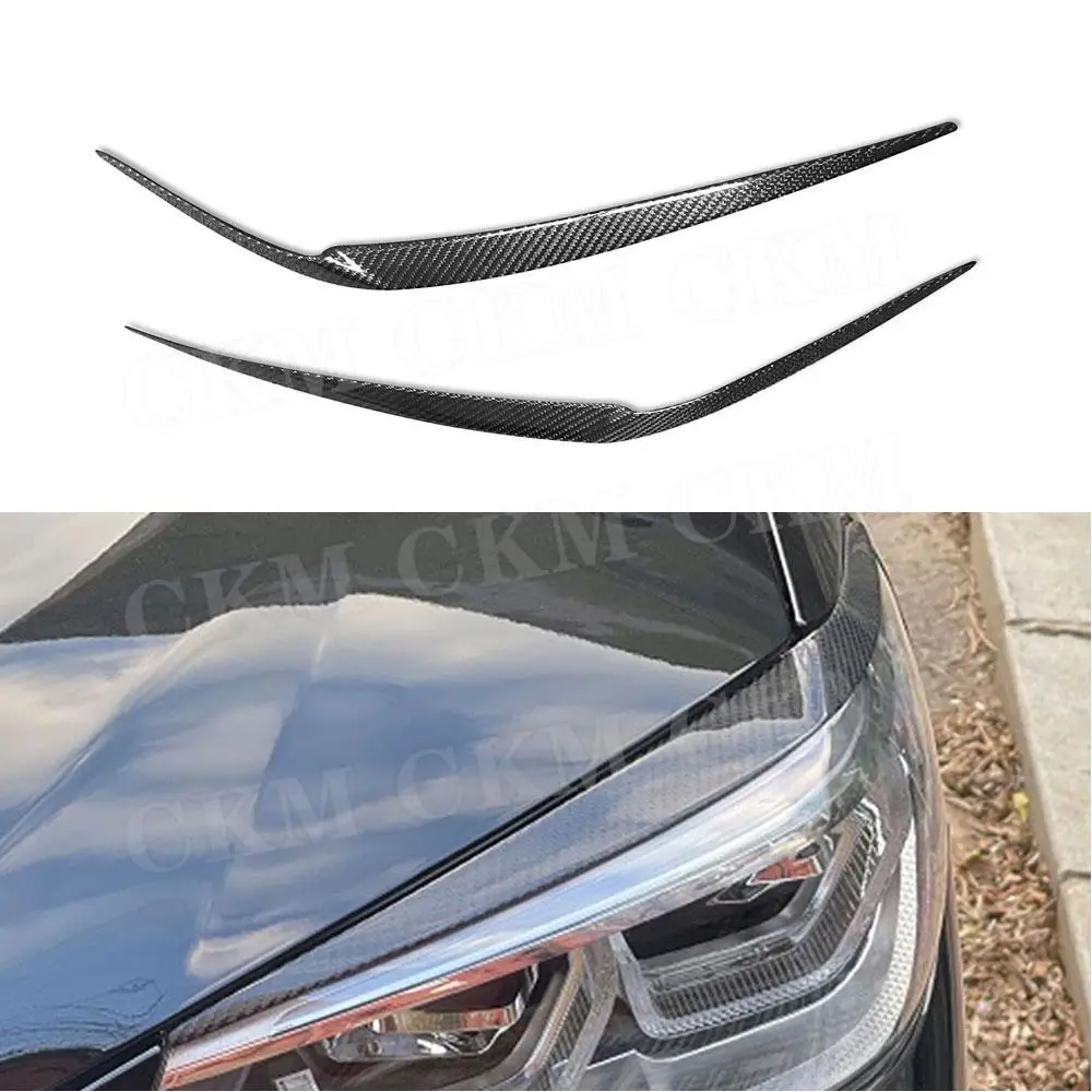 

Carbon Fiber Car Front Headlamp Eyebrow Sticker Headlight Eyelid Cover Trim Accessories for BMW X3 G01 X4 G02 X3M X4M 2018-2021
