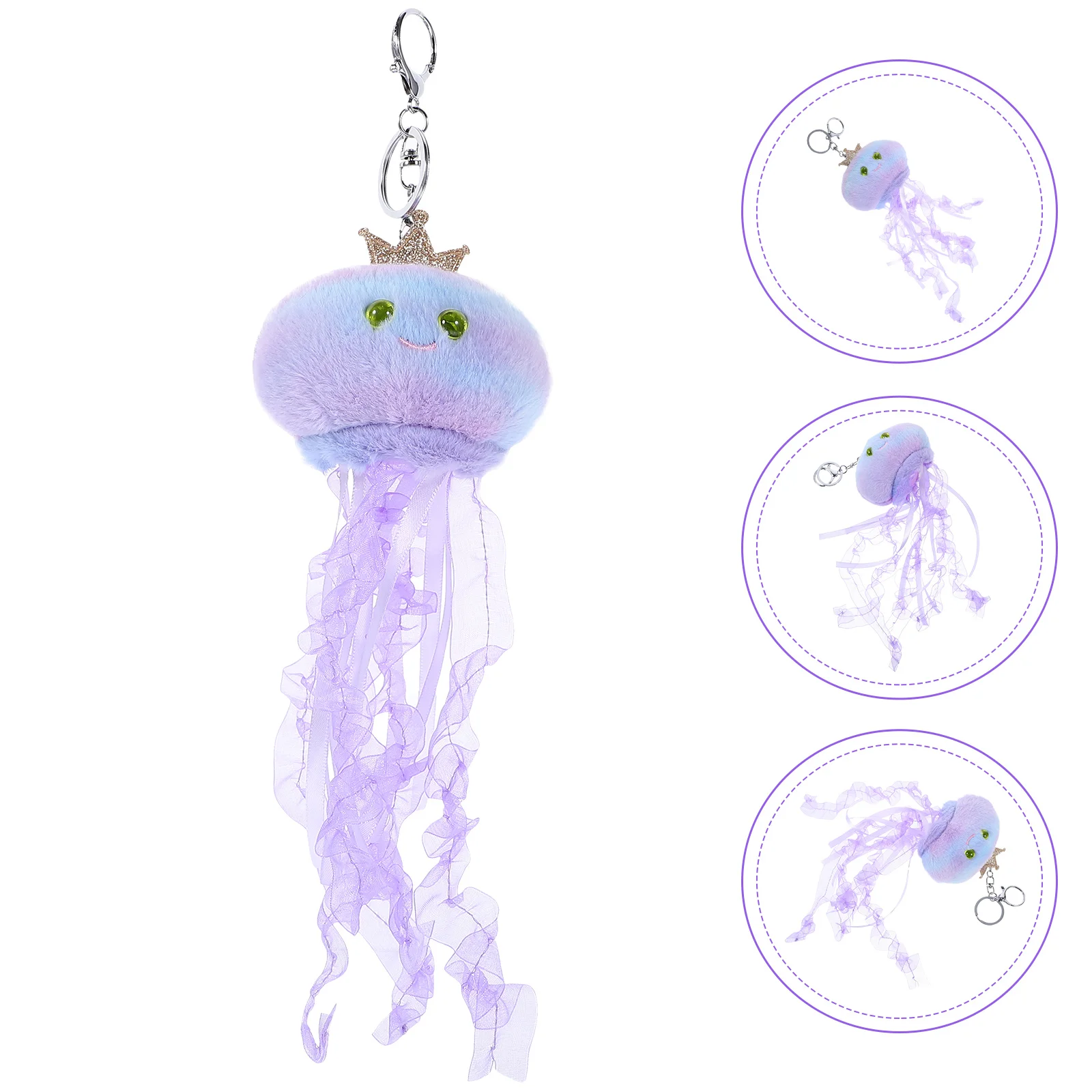 

Jellyfish Keychain Backpack Pendant Cartoon Octopus Charm Fob Decorations Plush Charms Stuffed Toy Ribbon
