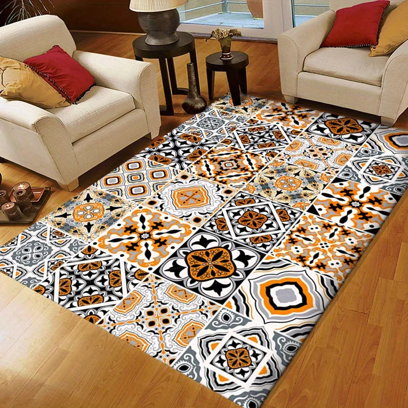 Home Relaxation | Bohemian Cube Printed Rug - Non-Slip Polyester Floor ...