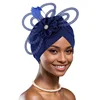 African Pleated Turban Cap For Women Luxury Dinner Party Bonnets Indian Nigerian Headwear Beanies Wedding Hat Fashion 5