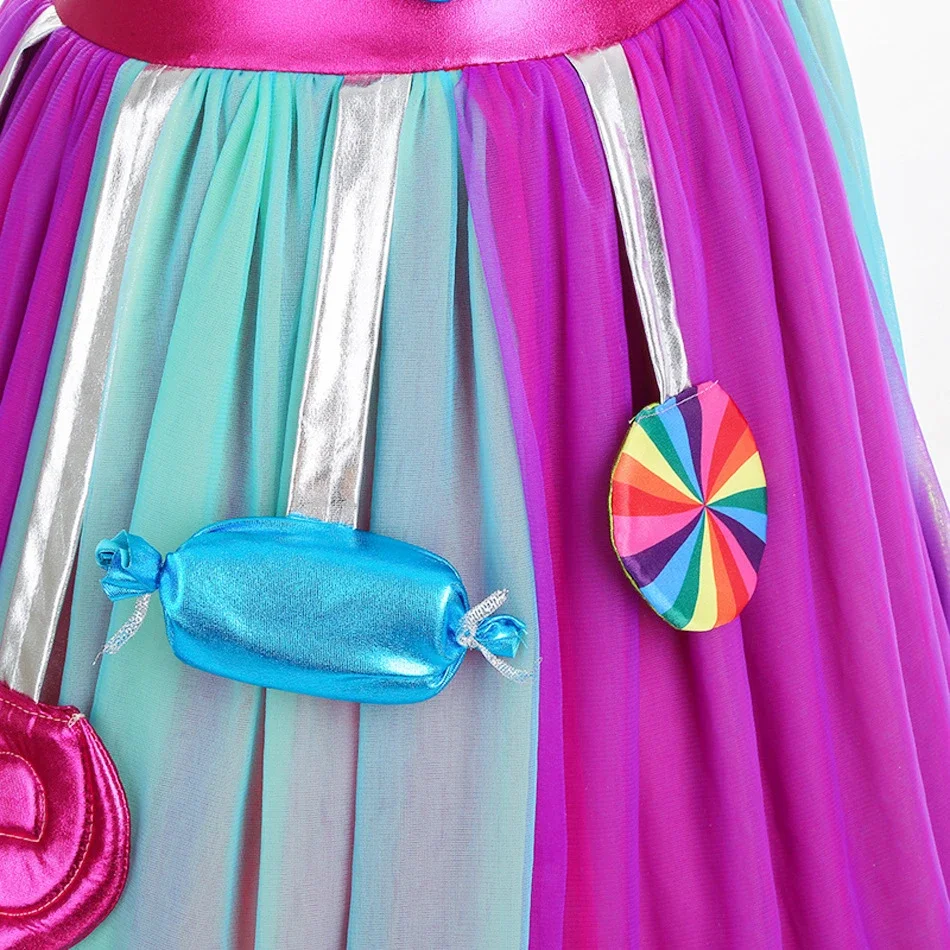 Lollipop Kostüm Fee Halloween Süßigkeiten Rollenspiel Dress up Kind Karneval Purim Prinzessin Mädchen Party Kleider Nette Vestidos Regenbogen – Detail 11