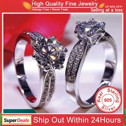 With Credentials Gorgeous 3 Carat 925 Sterling Silver Rings for Women Promise Gift Jewelry Bridal Engagement Wedding Bands