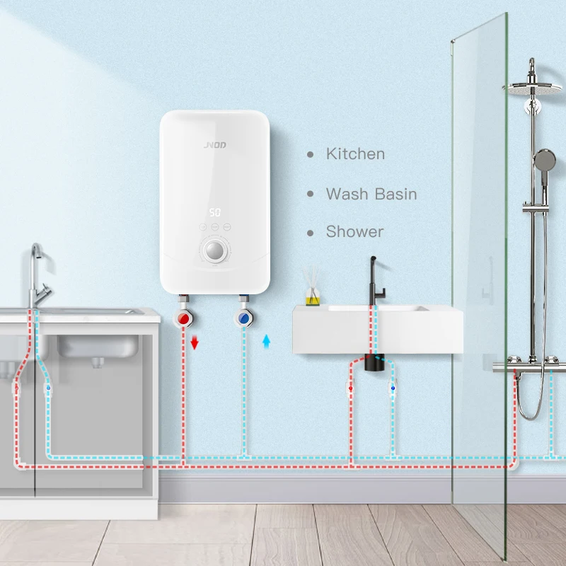 

5500W 220V ELCB knob control hotel bathroom instant geysers electric hot water shower heater pump booster