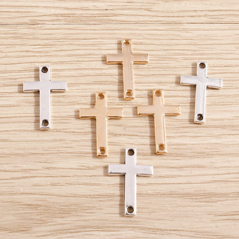 Tusember 40 Stück Legierung Metall Doppelloch Kreuz-Anhänger für Schmuckherstellung Handgemachtes DIY Zubehör für Halsketten und Ohrringe