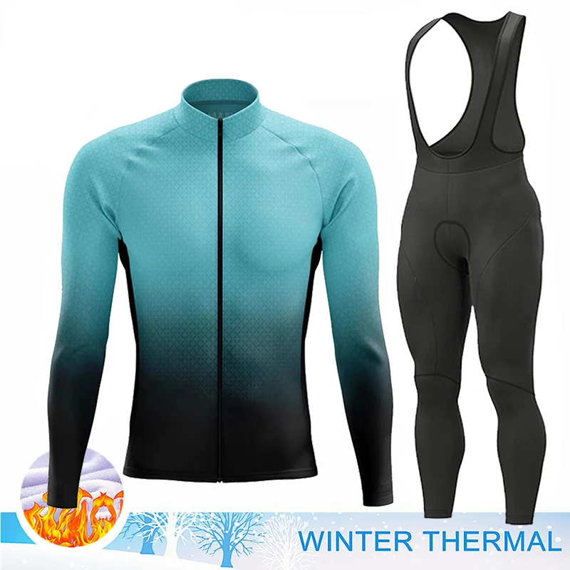 Description Picture 5 of item2024 Men Winter Jacket Racing Cycling Long Sleeves Jersey Set Warm Thermal Fleece Bike Jersey Outdoor Road Bike Cycling Clothing