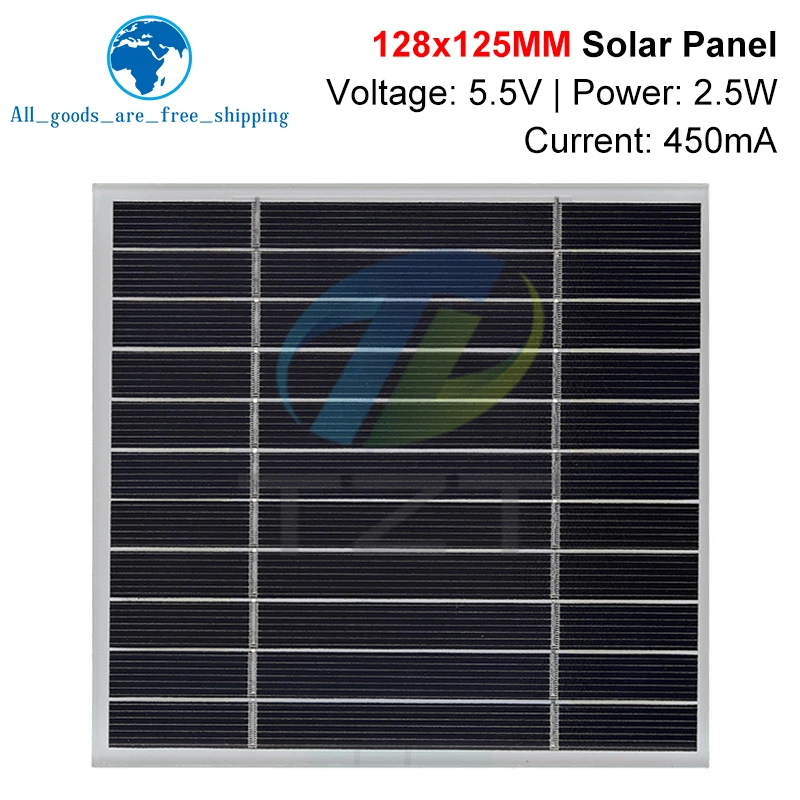 TZT 1/3pcs 5.5V 2.5W 450mA 미니 태양 전지 패널 128X125MM 태양 전지 DIY 빛 휴대 전화 장난감 충전기 휴대용 고품질