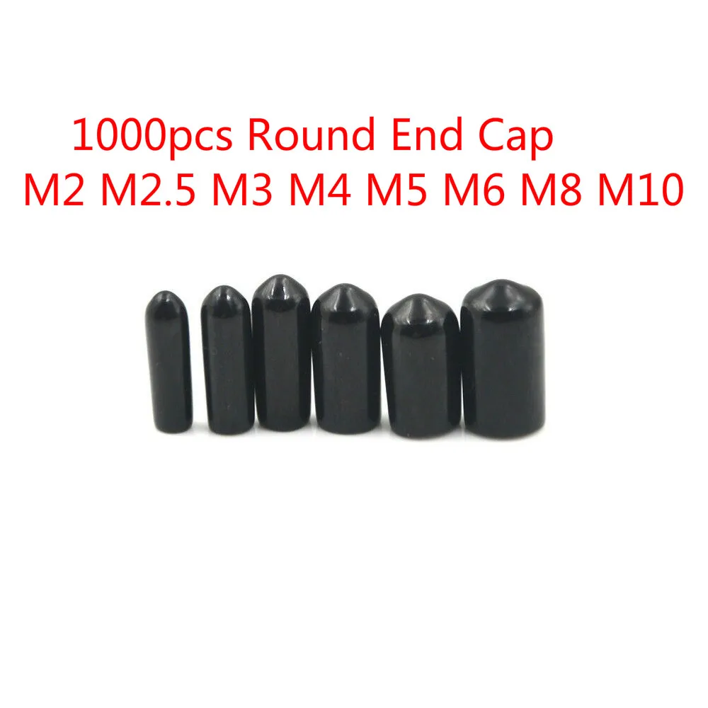 

1000pc Round End Cap Screw Cover Rubber Plastic Tube Hub Thread Protector Push-fit for Pipe M2 M2.5 M3 M4 M5 M6 M8 M10