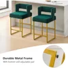 Velvet Bar Stools Set of 4 Counter Height Stools 26" Bar Chair Kitchen Island Chairs with Back Padded Seat Gold Metal Legs 4