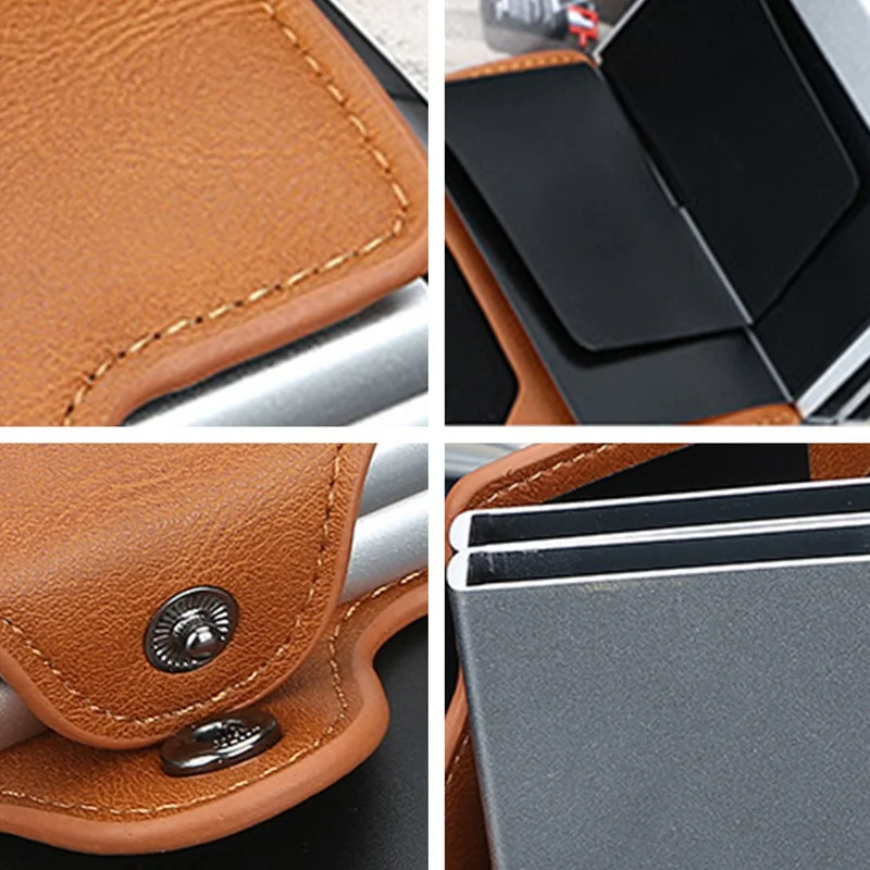 12 Card Slot Magic Anti RFID Double Aluminum Box Leather Wallet Card Holder Large Capacity ID Credit Bank Case wallet card holder leather wallet credit card wallet smart wallet credit card holder card holder card wallet id card case business card holder id card holder document card wallet wallet card bag