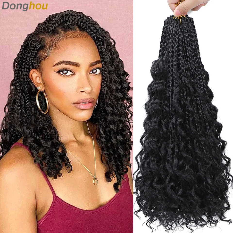 12inch Goddess Box Braids Crochet Hair Bob Goddess Box Braids Curly Ends Crochet  Box Braids Pre-looped Synthetic Crochet Hair Extensions 16strands/pack  (12inch(…