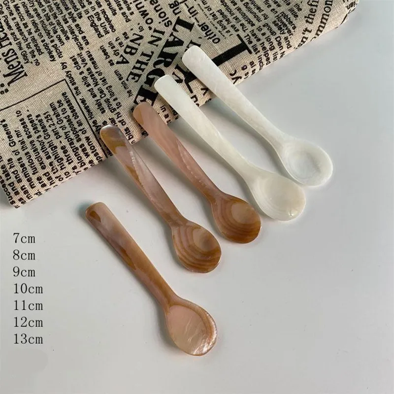 9-13CM Natural Shell Ice Spoon Cream Coffee Caviar Spoon Mother of Pearl Seashells Stirring Spoons Teaspoon Crafts dessert coffe shell spoon