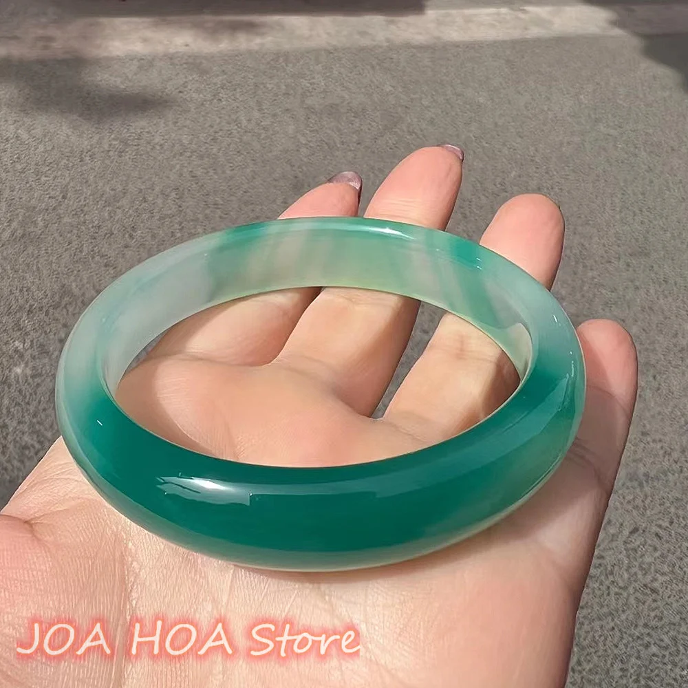 Rare Original Ecological Texture Green Exquisite Jade Bangle Natural Chalcedony Agate Bracelet Stylish Jadeite HANDERING Jewelry