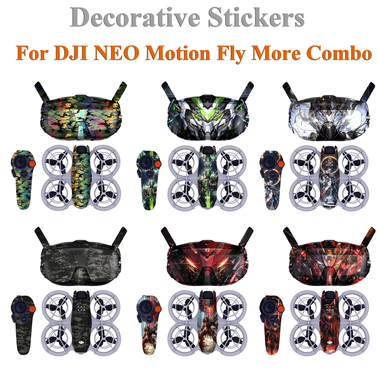 Drone Accessories Fashion Stickers Camera Sticker Smartphone Stickers PVC Stickers For DJI NEO Motion Fly More Combo Decorative Film DJI Goggles N3 Covering RC Motion 3
