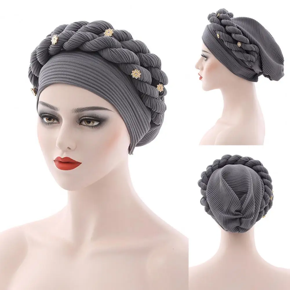 Africa Twist Braid Auto Gele Headtie Nigeriano Matrimonio Musulmano Turbante Cap Arabo India Cappello Donna Wrap Head Turbante Mujer