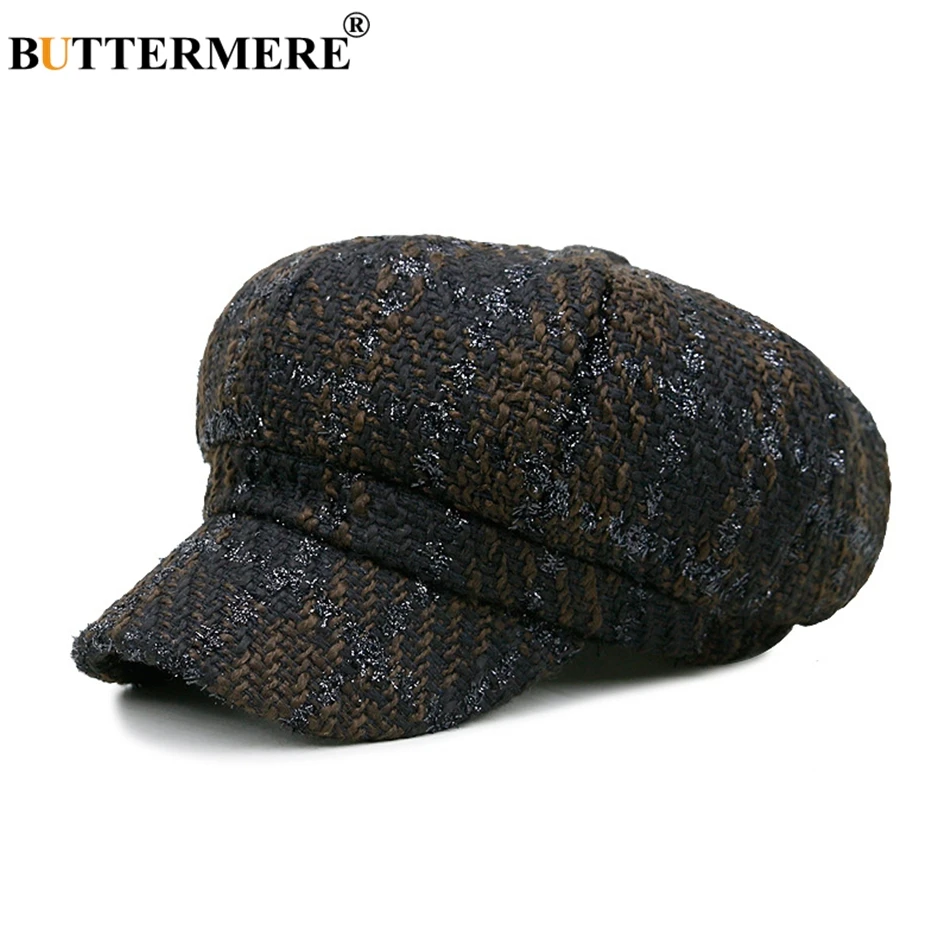 BUTTERMERE Cotton Newsboy Caps Women Spring Autumn Baker Boy Vintage Octagonal Cap Lady Hats Elastic Casual British Beret