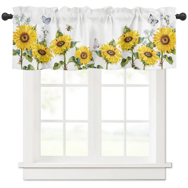 Add elegance to your space with Sunflower Flower Butterfly White Curtains