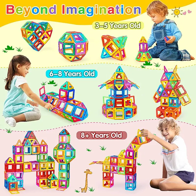 thumbnail image 2 of 65-Piece Magnetic Building Blocks Set - STEM Educational Toys For Kids 2 of 11