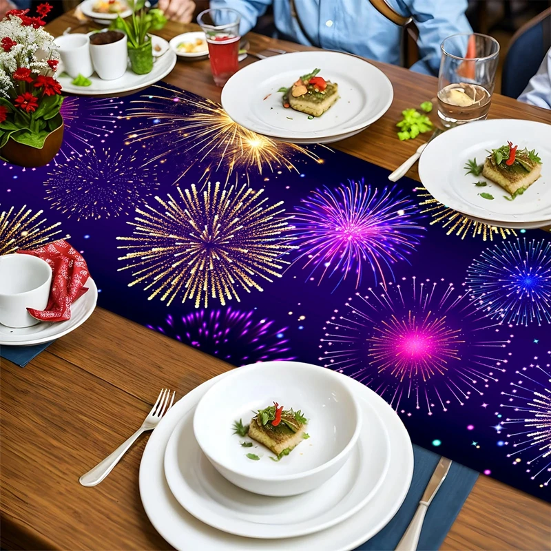 Description Picture 5 of itemNew Year Table Runner Xmas Fireworks Table Decor for Home 202as Mirror Ball Xmas Ornament Navidad Natal Happy New Year Gift 2025