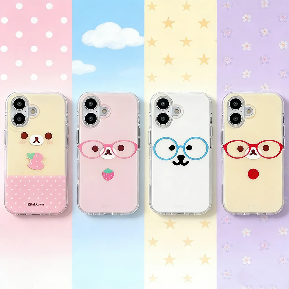 Cute Bear Phone Case for iPhone 17e 17 16e 16 15 14 13 12 11 Pro Max X Xs XR XSMax Air Plus Feather Texture Back Cover 1