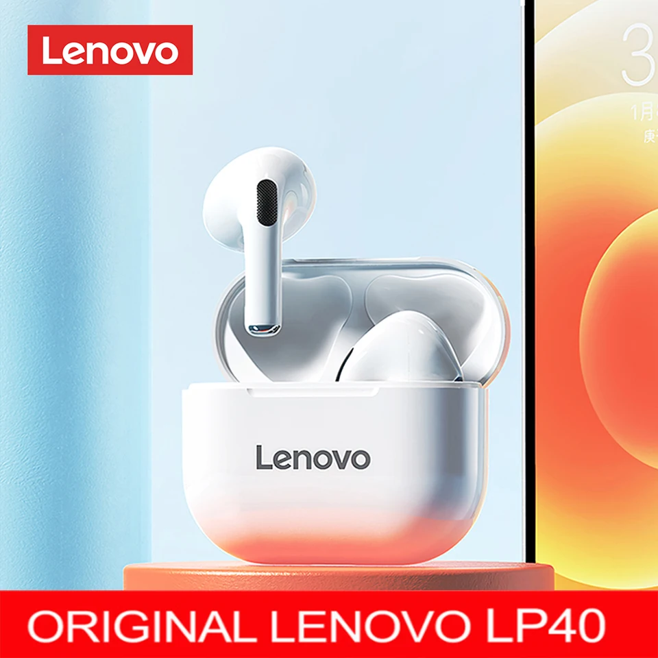 Lenovo-auriculares inalámbricos LP40 Pro TWS con Bluetooth 5,1, casco