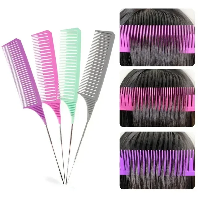 3pcs Hairbrush Hair Styling Combs Tailed Comb Set Coloring Dyeing Comb Salon Tool Sectioning Highlighting Weaving Cutting Comb 1