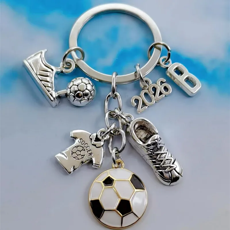 New Fashion A-Z Letter Men\'s Metal Keychain Fashion Football Keychain Football Shoes Football Car Gift Party Keychain Jewelry