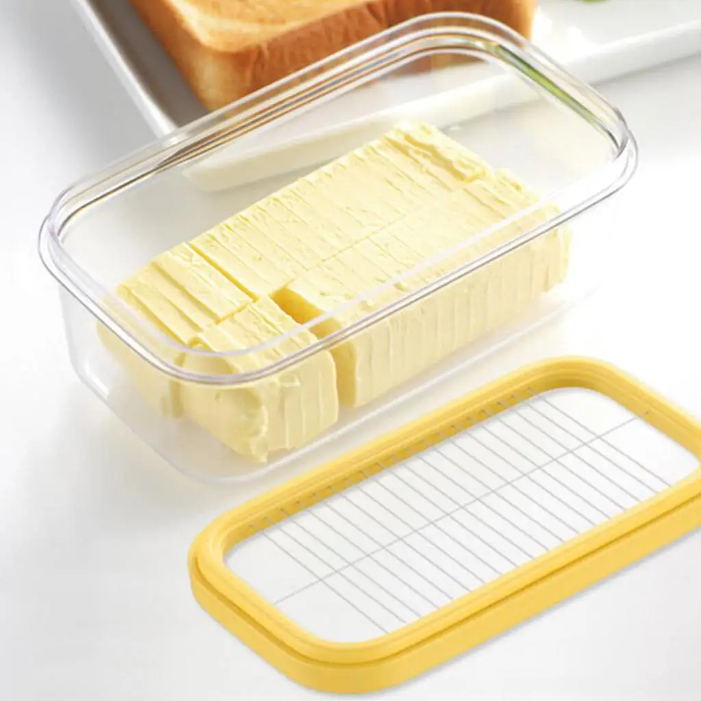 Plastic Butter Dish With Lid Butter Keeper Container Storage Cutter for Kitchen Storage & Decor