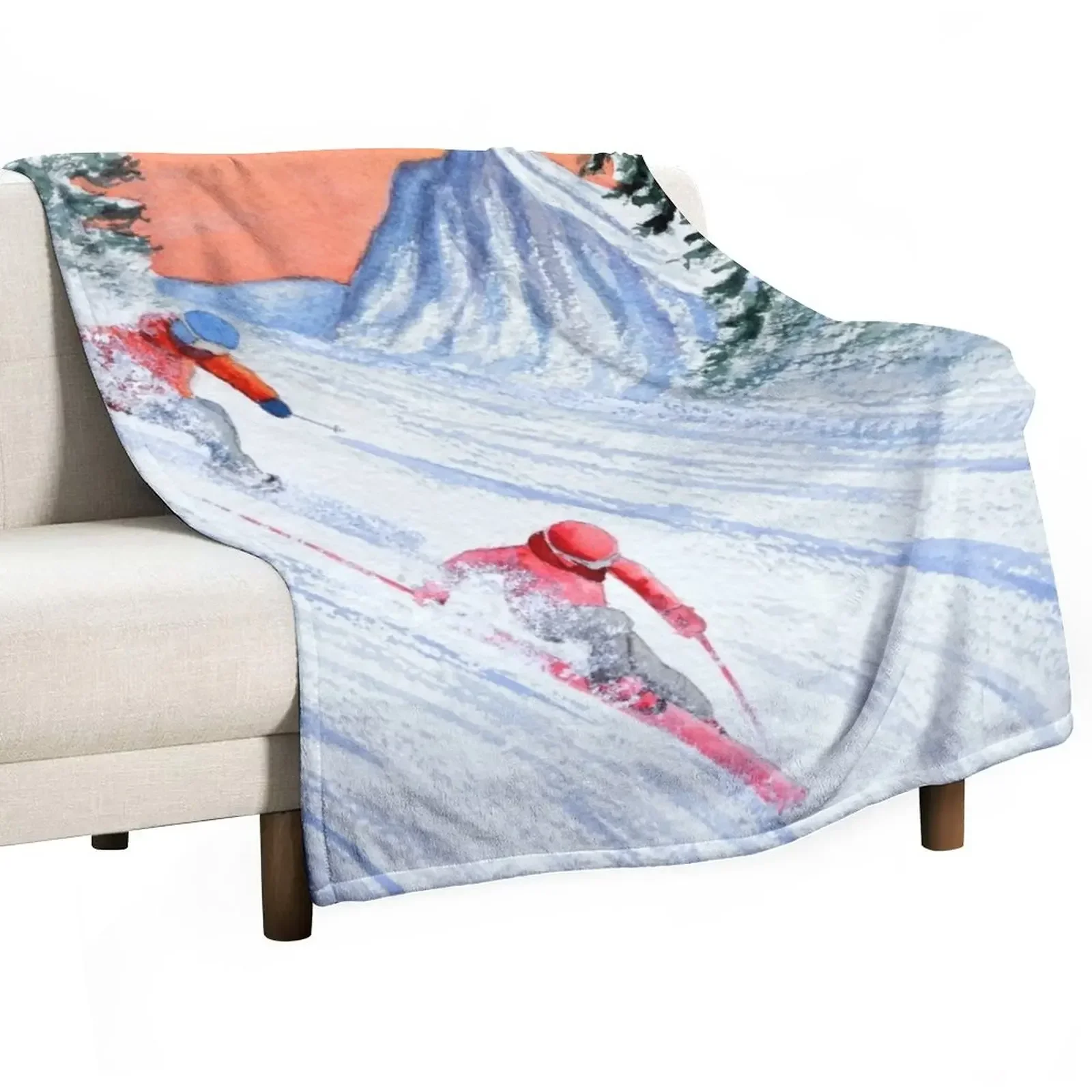 

Skiing - She's Leading The Way Throw Blanket Winter beds fluffy for sofa Blankets