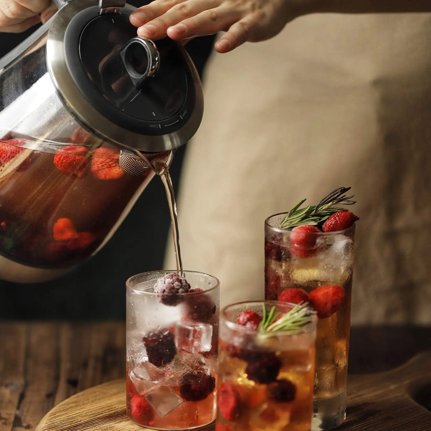 K2423 Tea Maker, Durable 316 Stainless Steel & German Schott Glass Electric Kettle, Removable Infuser, Auto Keep Warm, B 6